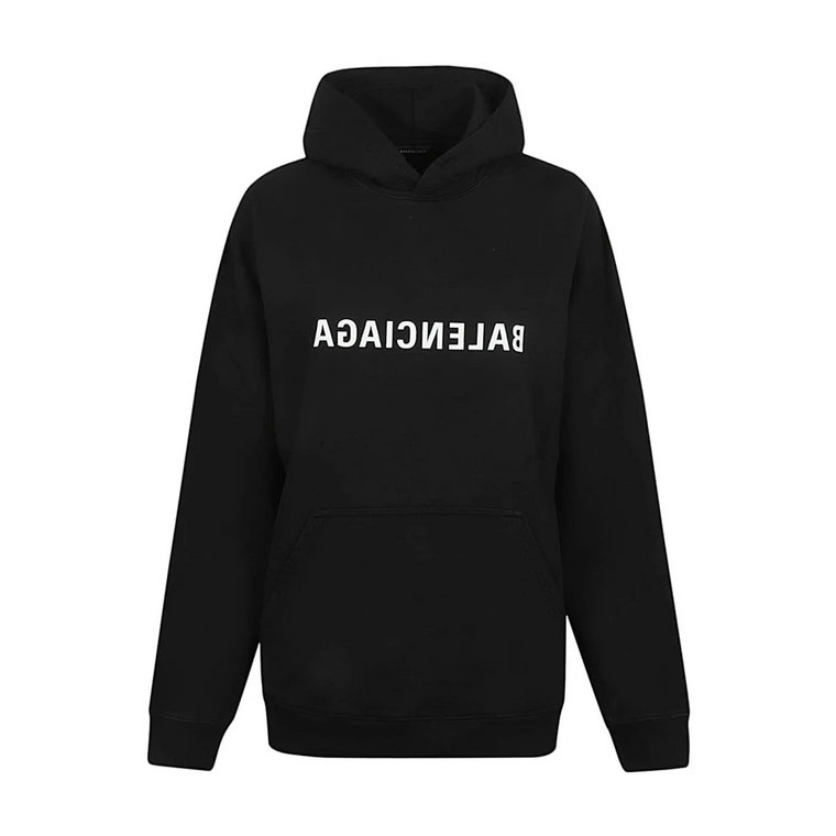 Czarny Mirror Wide Fit Hoodie Balenciaga