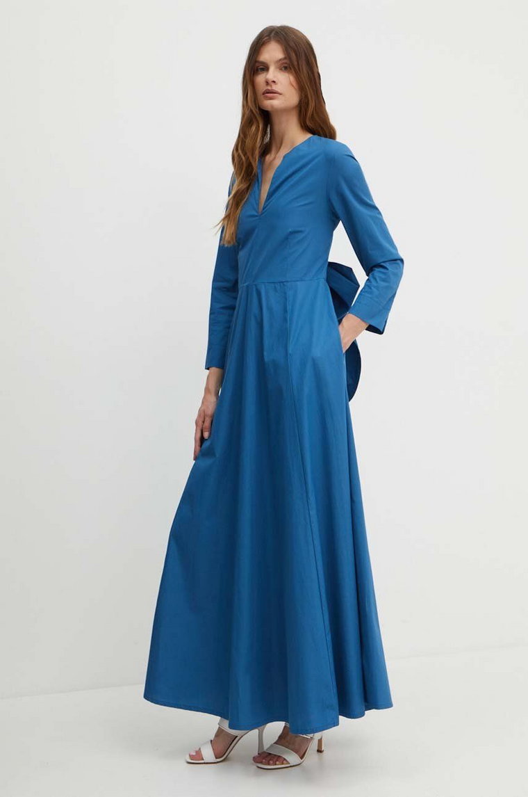MAX&Co. sukienka bawełniana kolor niebieski maxi rozkloszowana 2416221043200