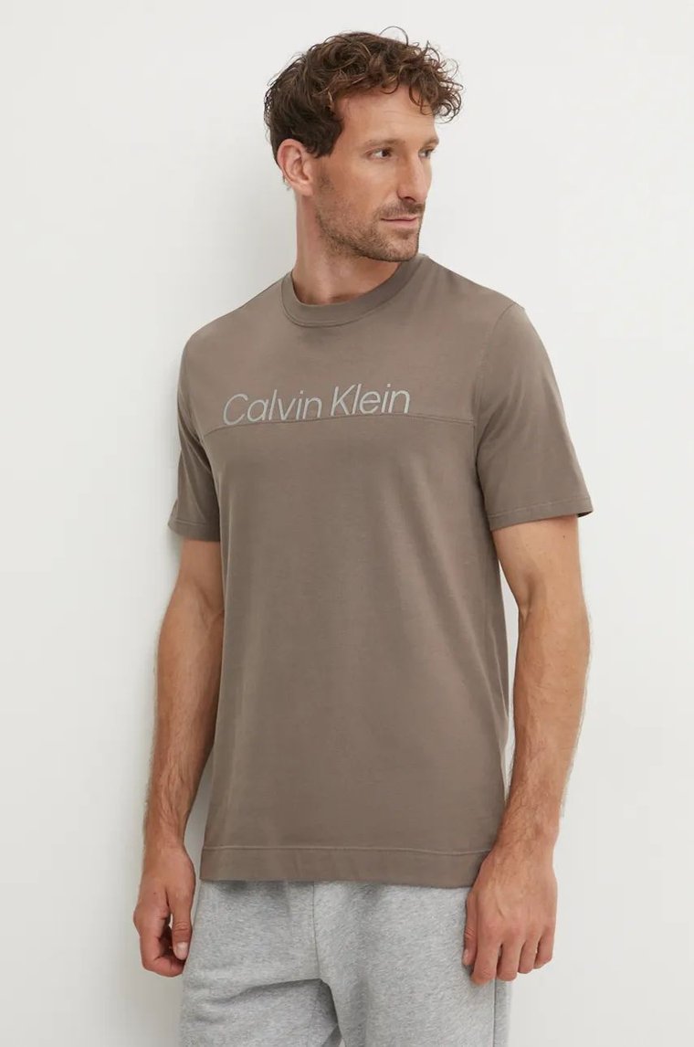 Calvin Klein Performance t-shirt męski kolor brązowy z nadrukiem 00GMF4K142