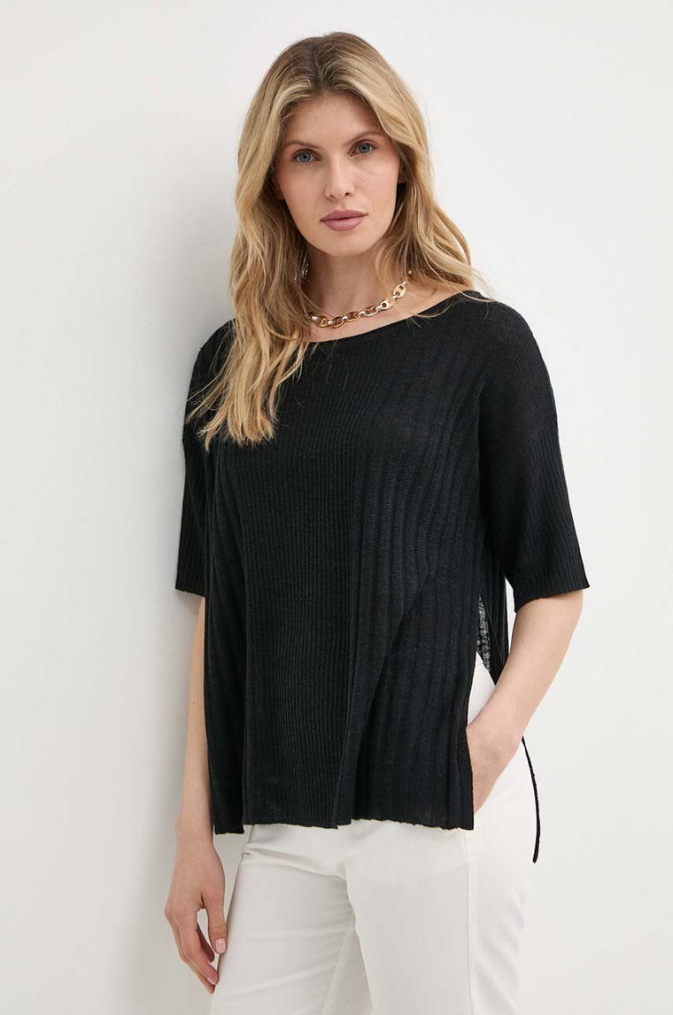 MAX&Co. sweter lniany kolor czarny lekki 2416361014200