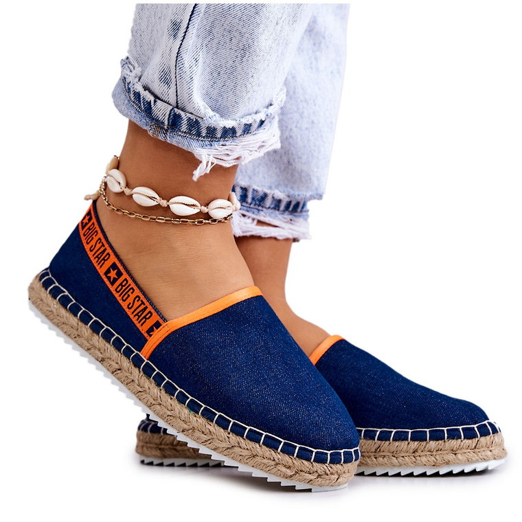 Materiałowe Espadryle Wsuwane Big Star JJ274877 Granatowe