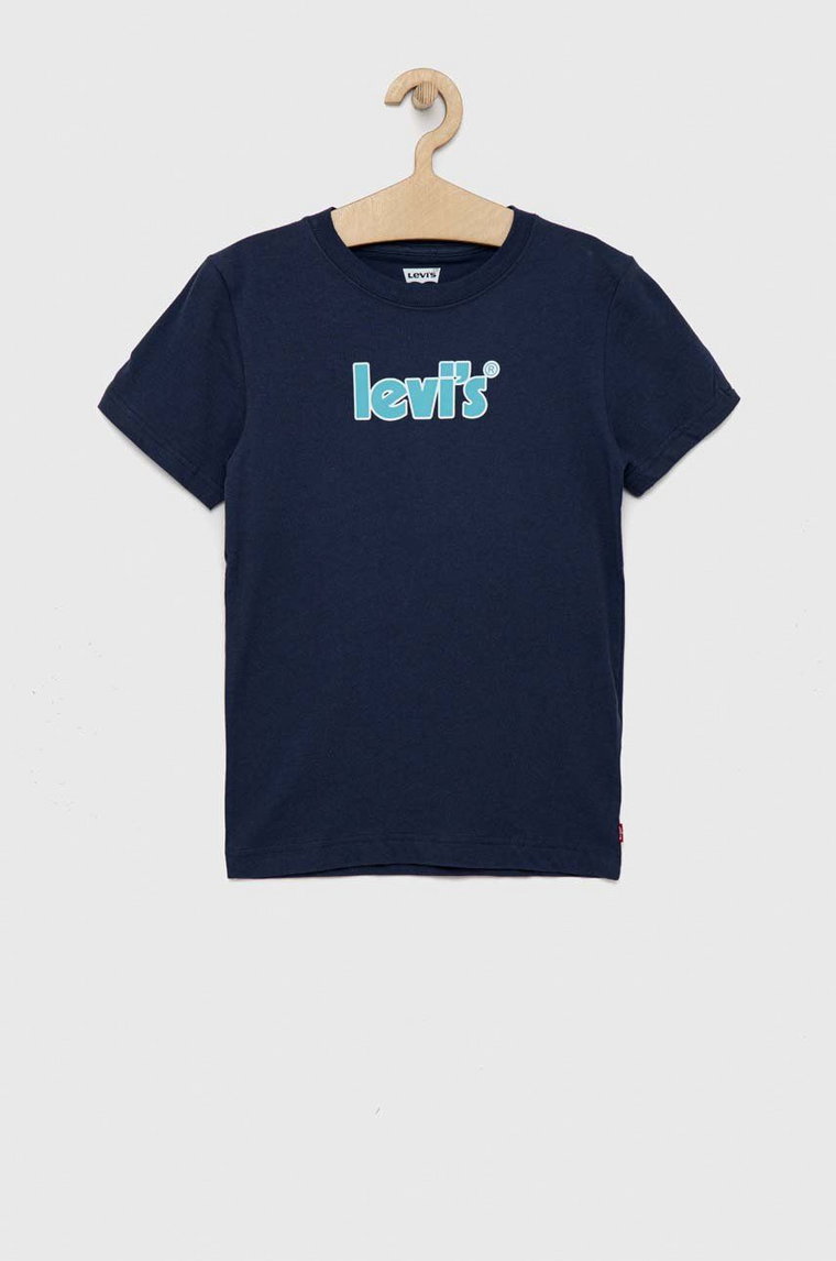 Levi's t-shirt bawełniany dziecięcy kolor granatowy z nadrukiem