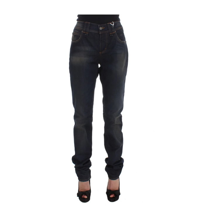 Niebieskie Boyfriend Fit Jeans John Galliano