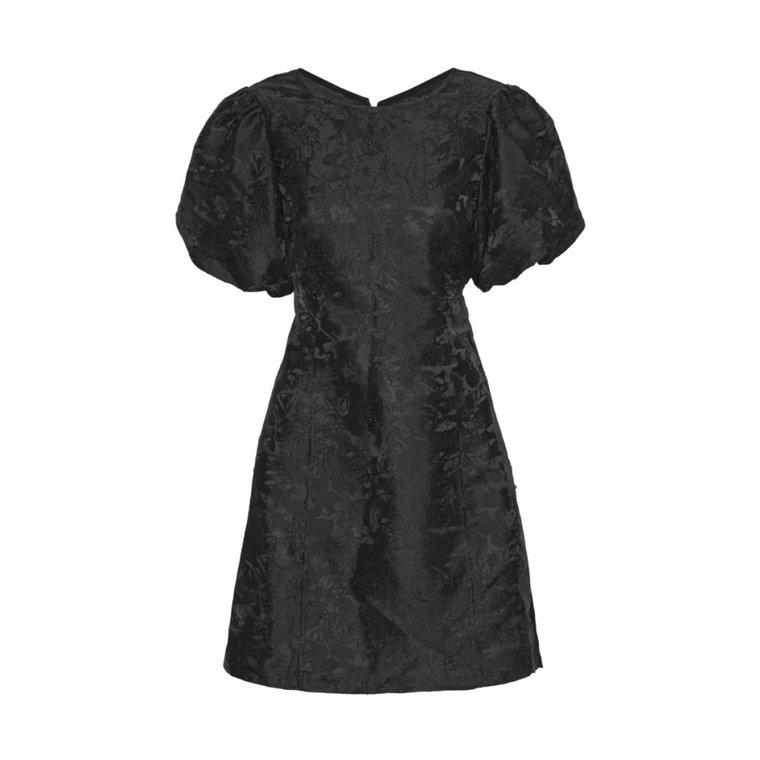 Strukturalna sukienka mini z dżakardu - Czarna A-View