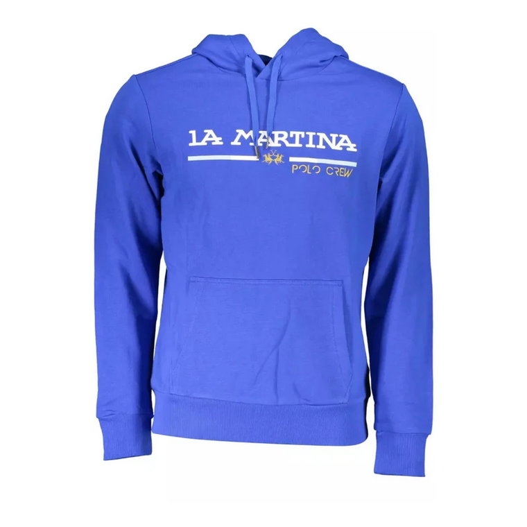 Niebieski Sweter z Haftem i Kapturem La Martina