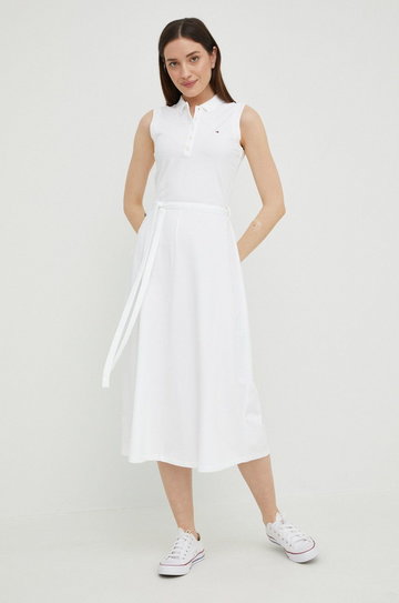 Tommy Hilfiger sukienka kolor biały midi prosta