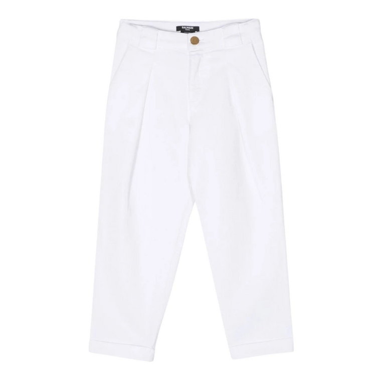 Klasyczne białe spodnie dla dziewcząt Balmain