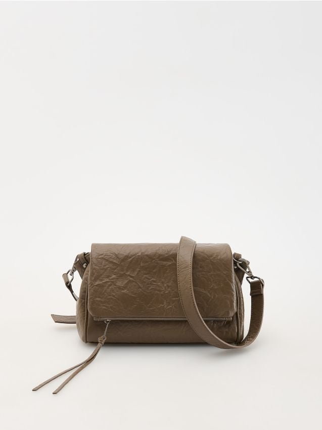 Reserved - Torebka crossbody z marszczeniami - brązowy