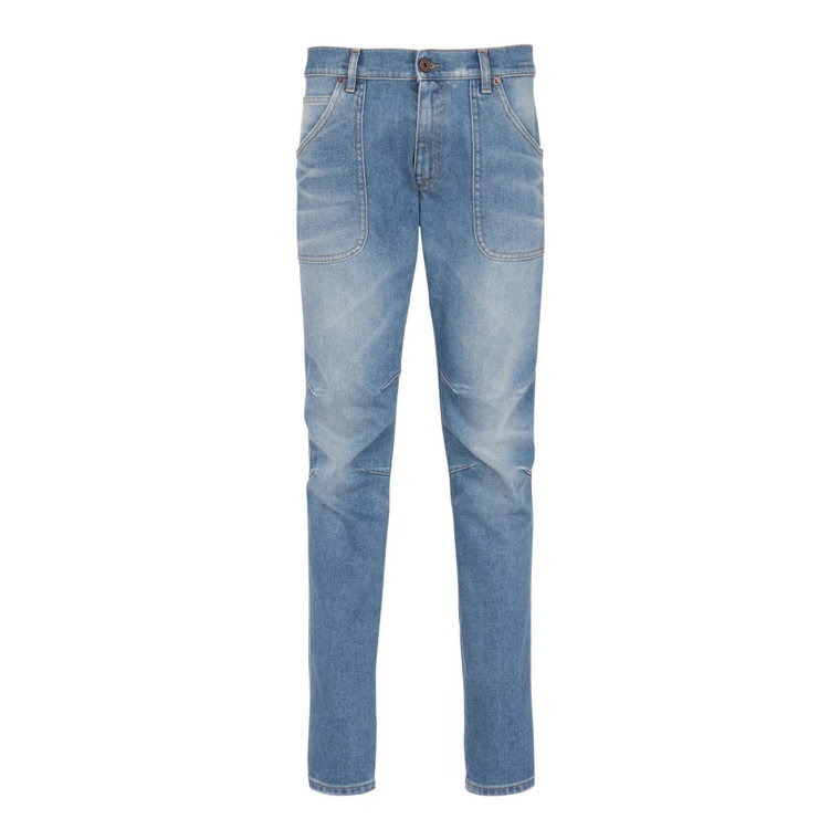 Slim-fit denim jeans z metalowymi detalami Balmain