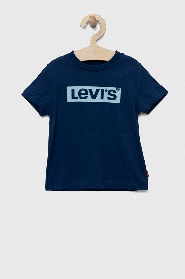 Levi's t-shirt bawełniany dziecięcy kolor granatowy z nadrukiem