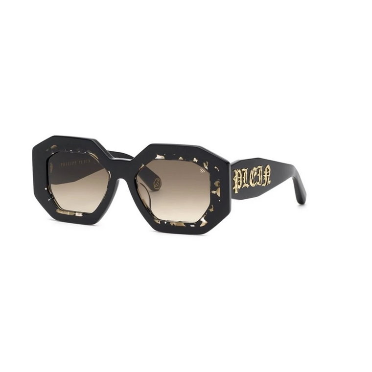 Shiny Black Okulary przeciwsłoneczne z Zielonym Gradientem Soczewek Philipp Plein