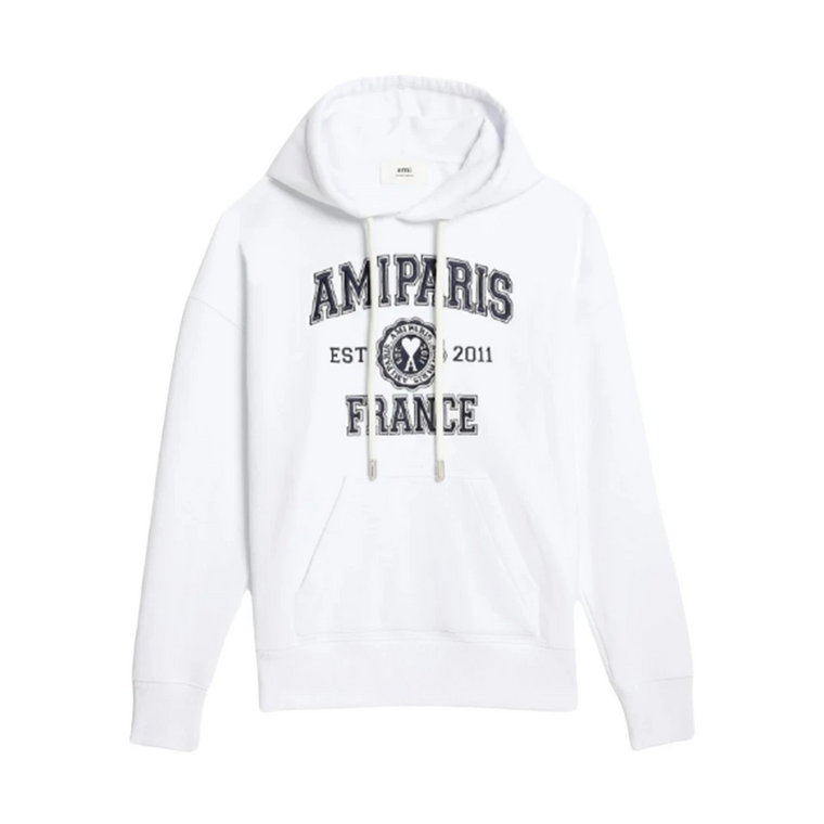 Biała bluza z kapturem - Wygodna i stylowa Ami Paris