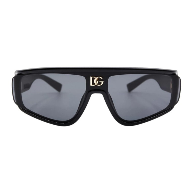 Męskie Okulary Przeciwsłoneczne - Czarny Acetat z Złotym Logo Dolce & Gabbana