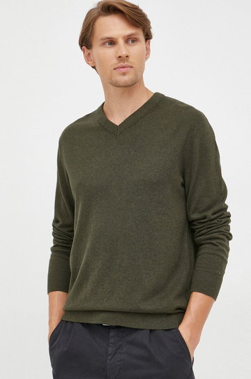 GAP sweter bawełniany męski kolor zielony lekki