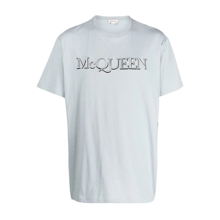 Niebieska koszulka z nadrukiem logo Alexander McQueen