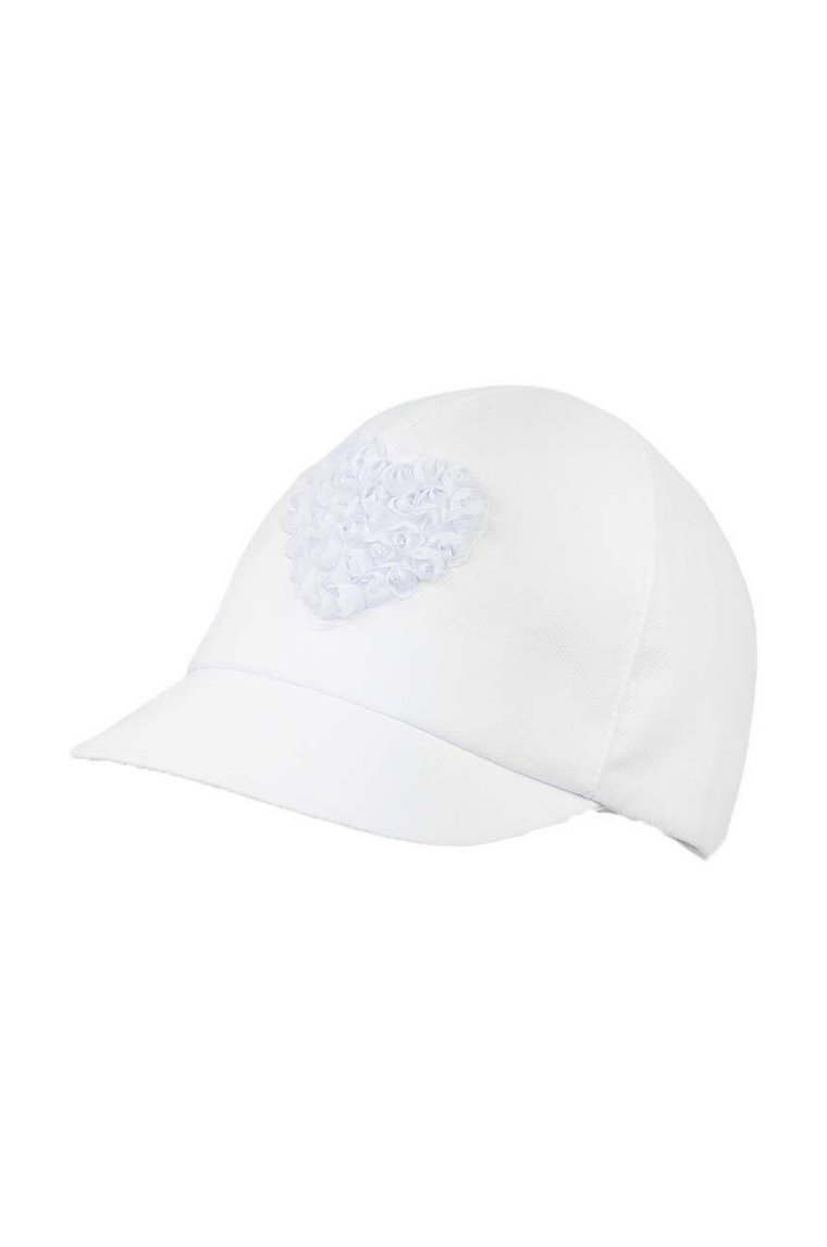 Jamiks czapka z daszkiem bawełniana dziecięca POMELINE kolor biały z aplikacją