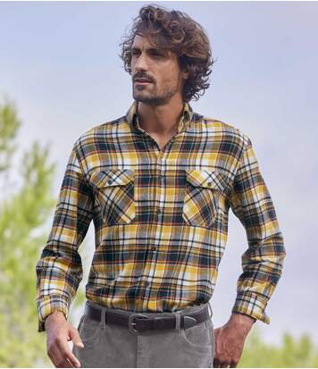 Flanelowa, szara koszula w kratę Ranch Mężczyzna Atlas for Men - Kolor : Krata - Rozmiar : 4XL