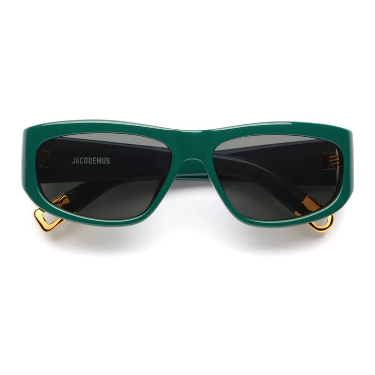 Zielone okulary przeciwsłoneczne z szarymi soczewkami Jacquemus