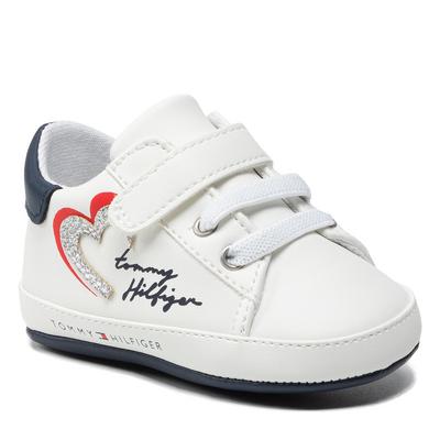 Sneakersy TOMMY HILFIGER - Lace Up Velcro Shoe T0A4-32114-1350 White/Blue X336