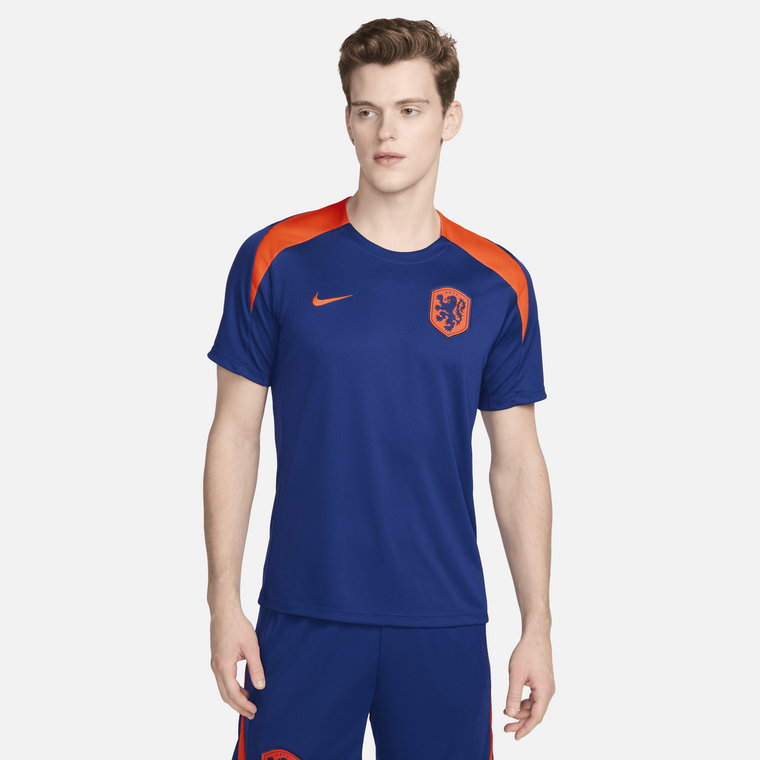 Męska dzianinowa koszulka piłkarska z krótkim rękawem Nike Dri-FIT Holandia Strike - Niebieski