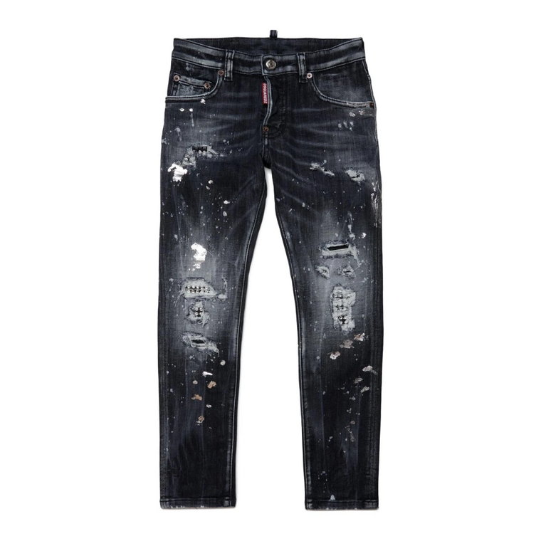 Czarne obcisłe jeansy z kryształkami - Skater Dsquared2