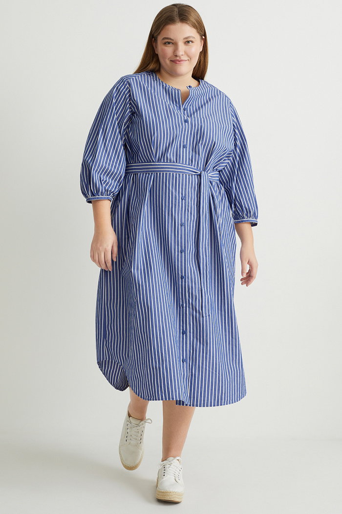 C&A Sukienka koszulowa-w paski, Niebieski, Rozmiar: 50