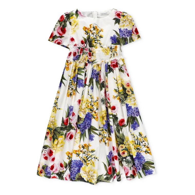 Bawełniana Sukienka w Kwiaty dla Dziewczynek Dolce & Gabbana