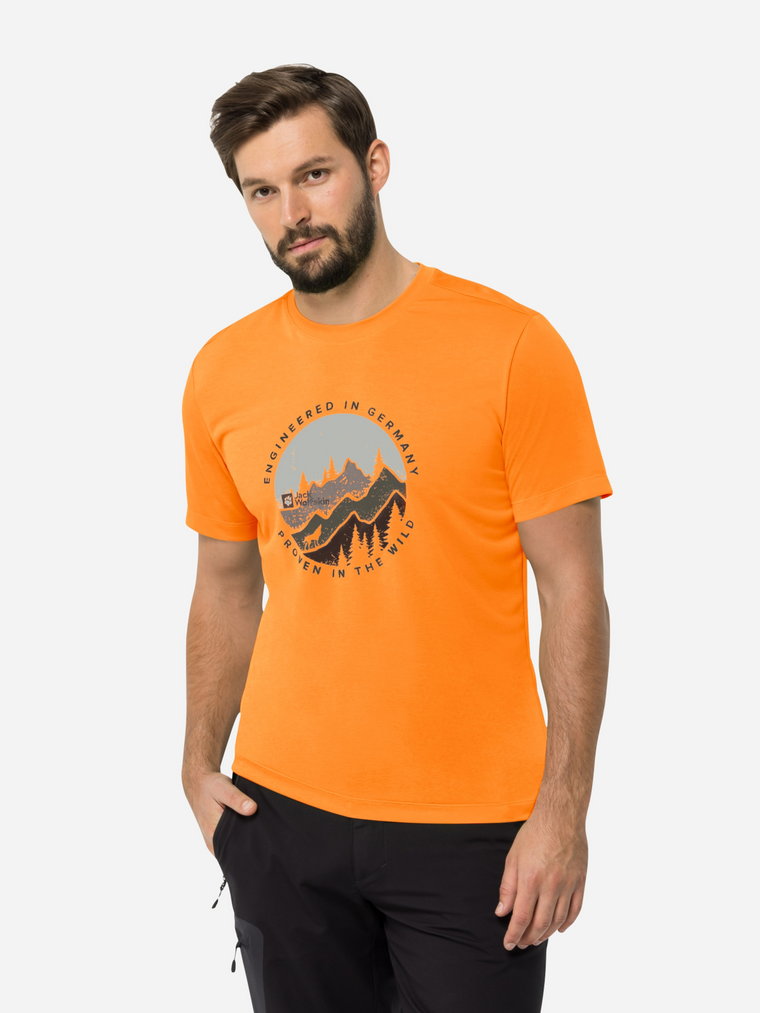 Koszulka dresowa męska Jack Wolfskin Hiking S/S T M 1808762-3285 S Pomarańczowa (4064993851984). Męskie koszulki sportowe