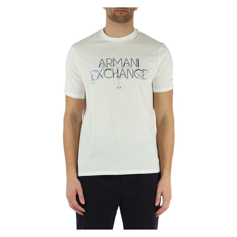 Koszulka Regular Fit z Bawełny z Wysuniętym Logo Armani Exchange