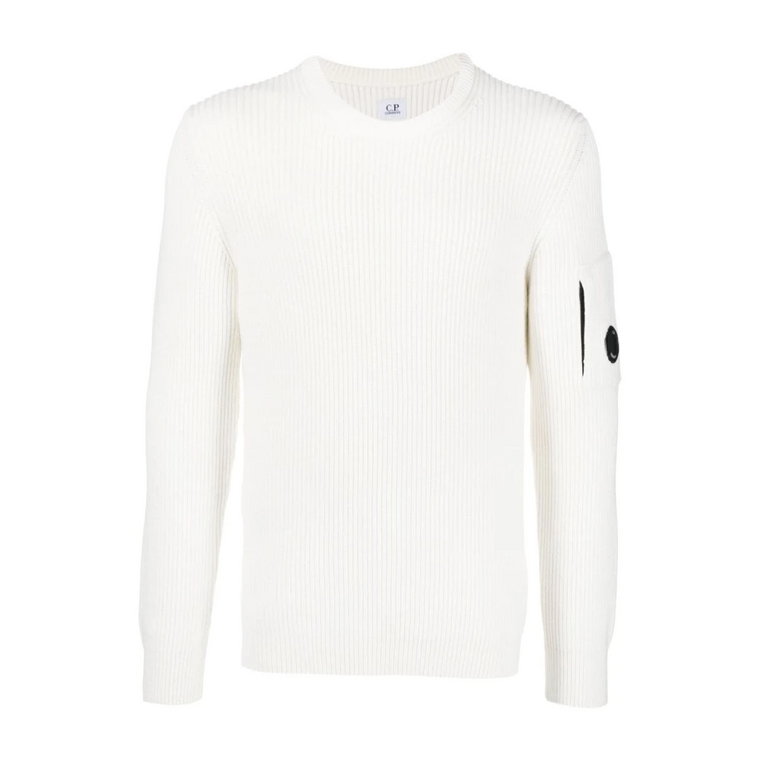 Biała Sweter z Wzorem na Szyi C.p. Company