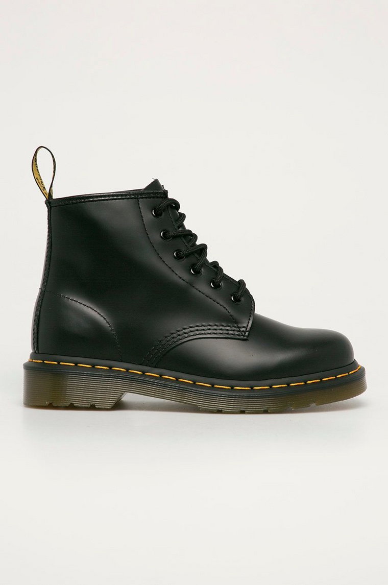 Dr. Martens workery skórzane 101 Yellow Stitch kolor czarny na płaskim obcasie 26206001