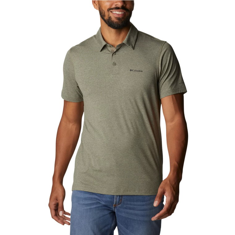 Columbia Tech Trail Polo Shirt 1768701397, Męskie, Zielone, koszulki polo, poliester, rozmiar: L