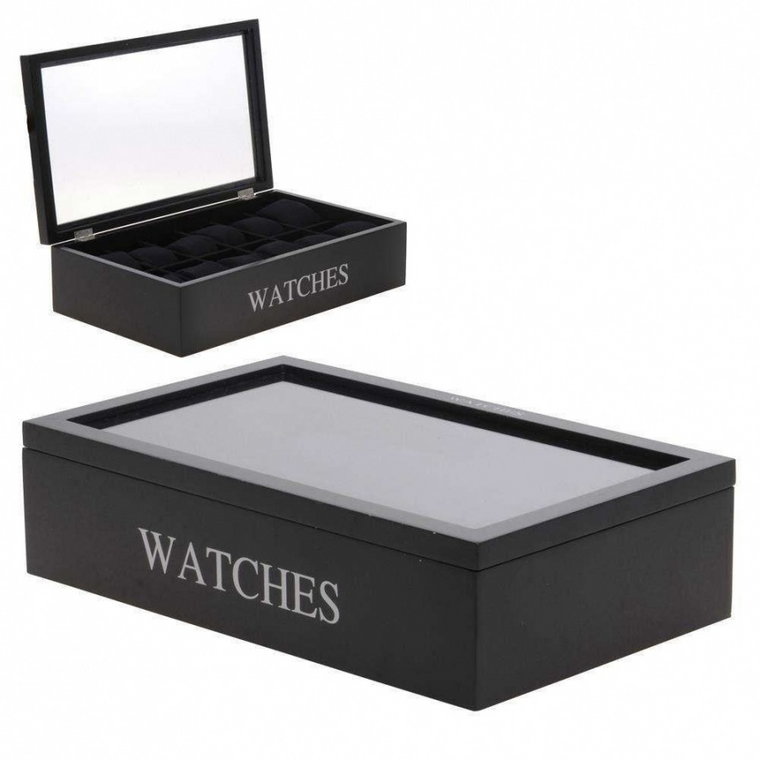 Organizer do zegarków, pudełko na zegarki, etui, czarny, 12 przegródek kod: O-860506