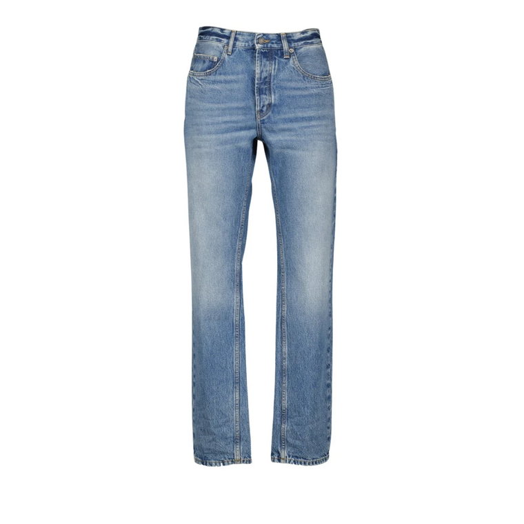 Baggy Jeans Prosty Krój Niebieski Wyprany Saint Laurent