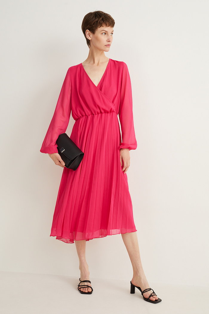 C&A Szyfonowa sukienka-plisowana, Różowy, Rozmiar: 40