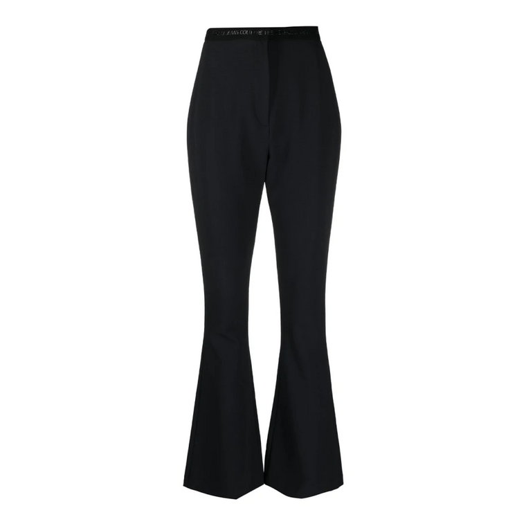 Czarne Spodnie z Rozszerzanymi Nogawkami Versace Jeans Couture