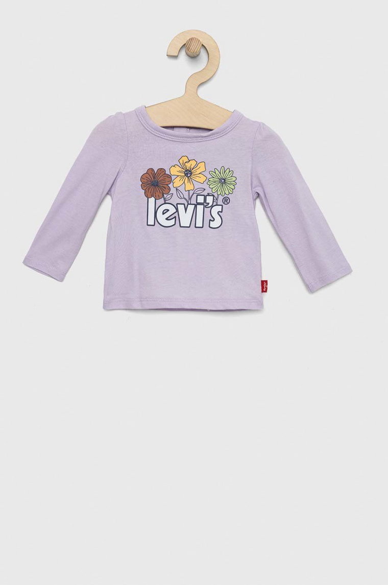Levi's longsleeve bawełniany niemowlęcy kolor fioletowy