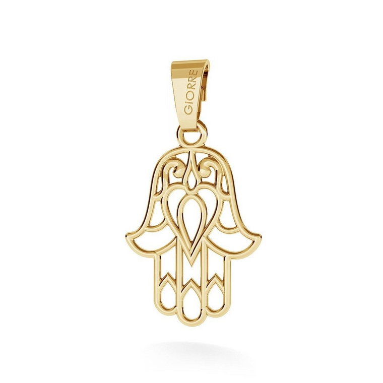 Srebrny charms zawieszka beads hamsa ręka fatimy, srebro 925 : Srebro - kolor pokrycia - Pokrycie żółtym 18K złotem, Wariant - Zawieszka