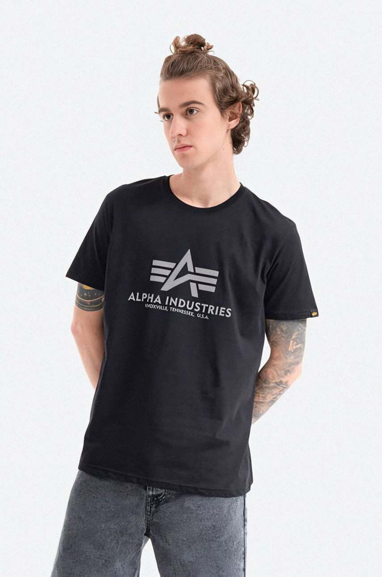 Alpha Industries t-shirt bawełniany kolor czarny z nadrukiem 100501RP.03-CZARNY