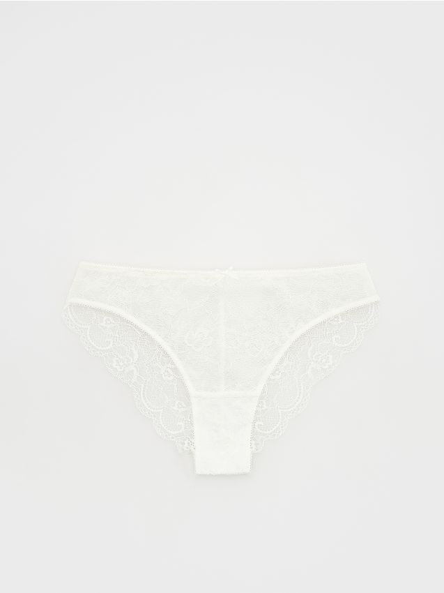 Reserved - Koronkowe majtki bikini - złamana biel