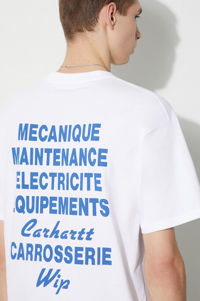 Carhartt WIP t-shirt bawełniany S/S Mechanics T-Shirt męski kolor biały z nadrukiem I032880.02XX