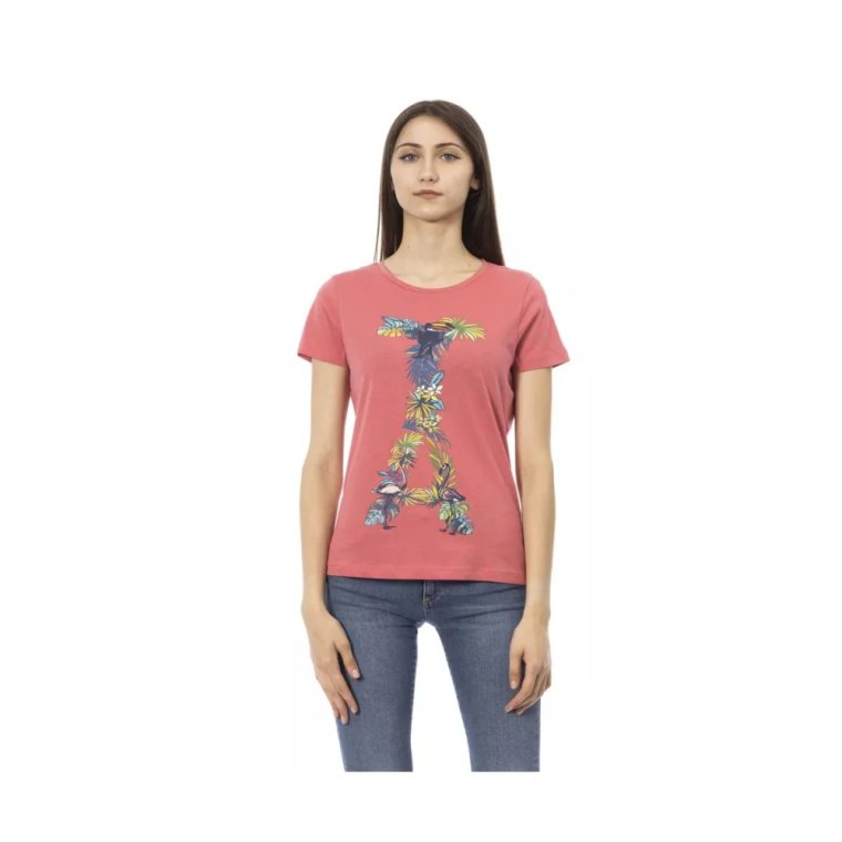 Elegancka Fuchsia Krótki Rękaw Moda Tee Trussardi