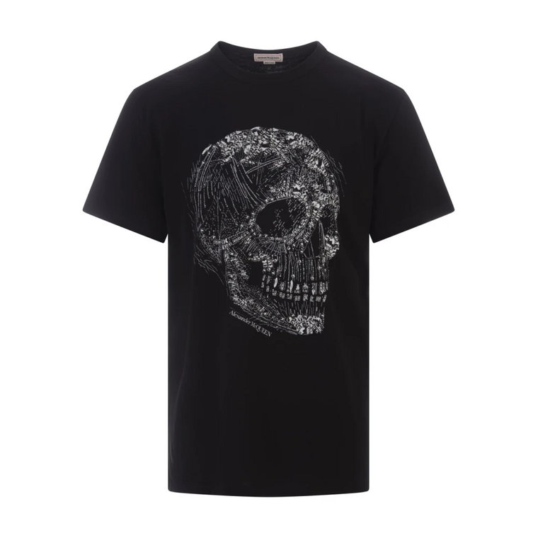 Czarny T-shirt z nadrukiem Czaszki Kryształowej Alexander McQueen