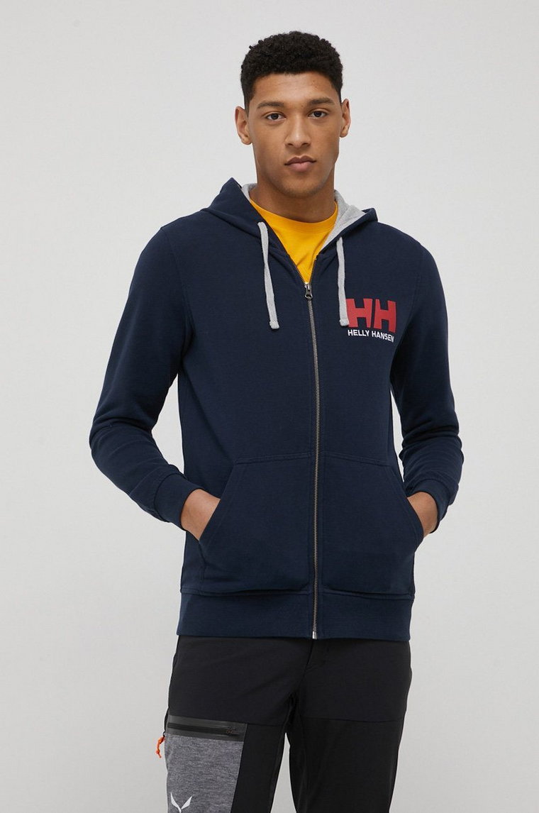 Helly Hansen bluza bawełniana męska kolor granatowy z kapturem 34163-597