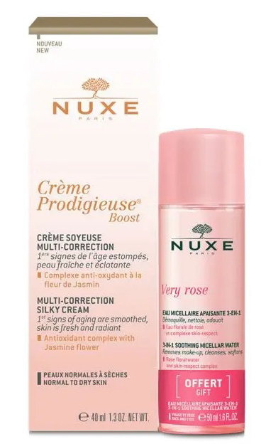Zestaw do pielęgnacji twarzy Nuxe Krem Prodigieuse Boost Silky Cream 40 ml + Płyn micelarny Very rose 40 ml (3264680029981). Zestawy do pielęgnacji twarzy