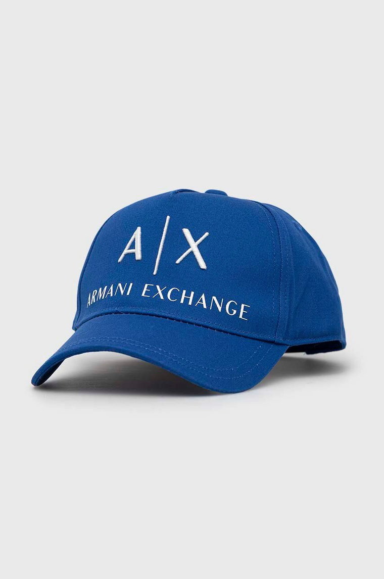 Armani Exchange czapka bawełniana kolor niebieski z aplikacją 954039 CC513 NOS