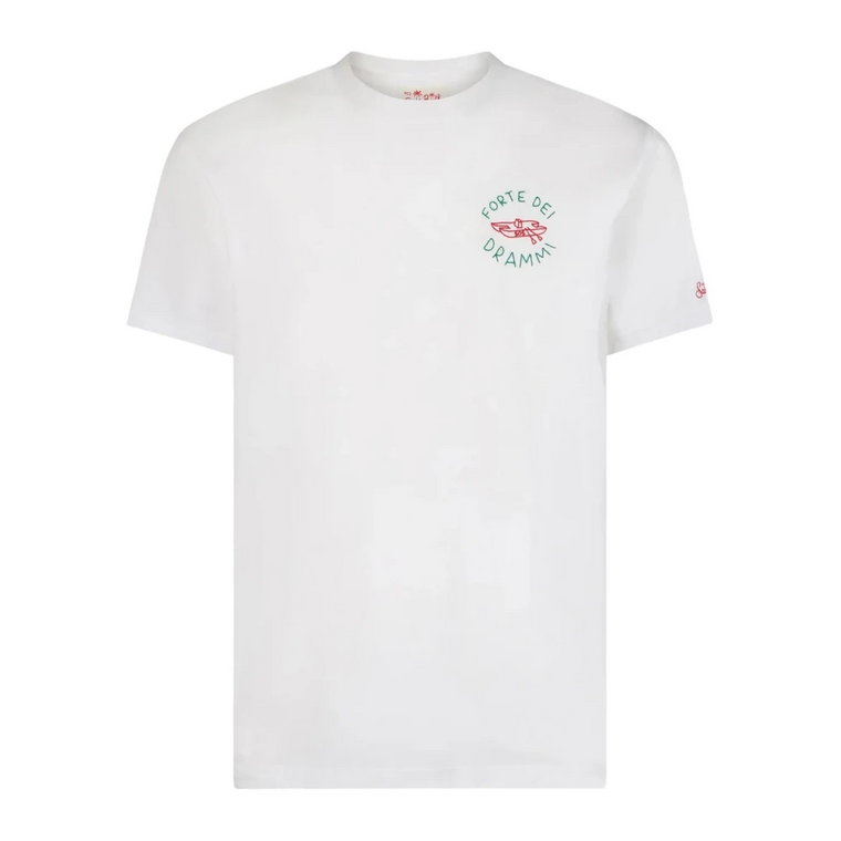 Biała koszulka Forte Drammi 01n Emb MC2 Saint Barth