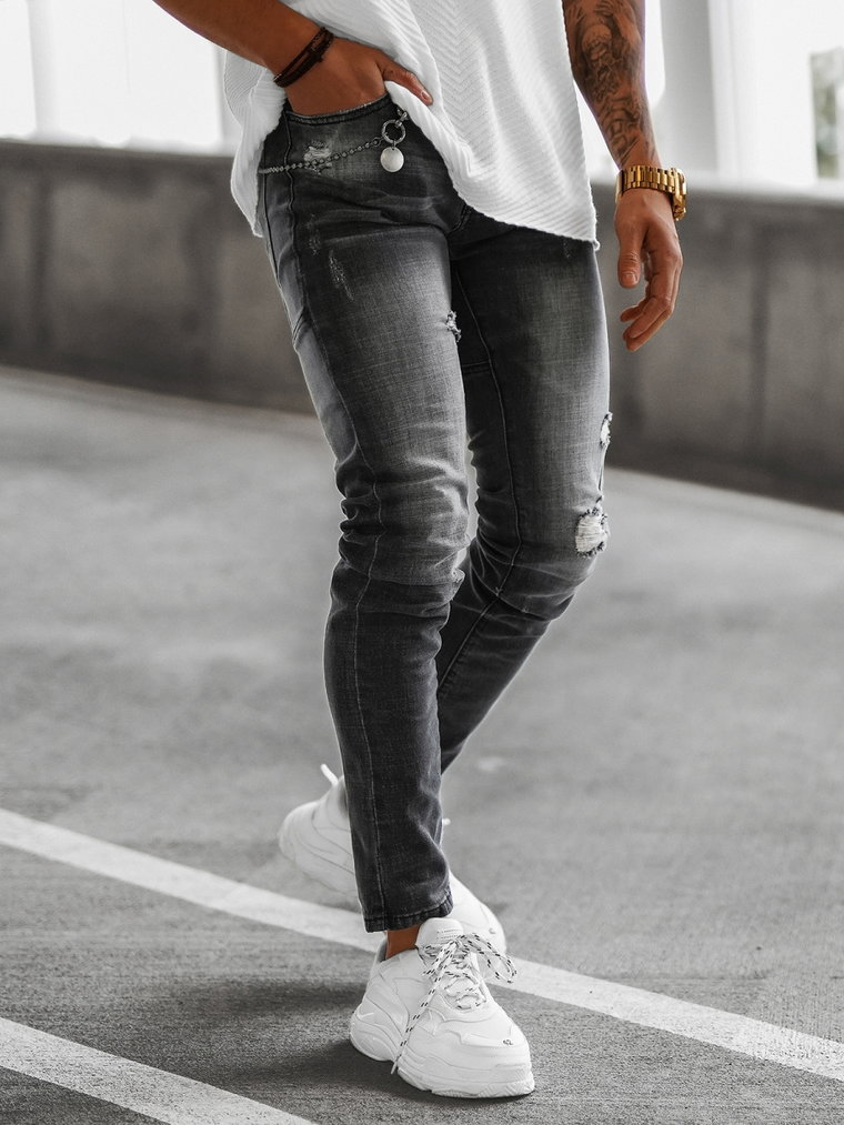 Spodnie jeansowe męskie czarne OZONEE NB/MP0051NZ