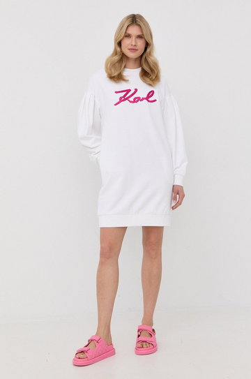 Karl Lagerfeld sukienka bawełniana 221W1355 kolor biały mini oversize