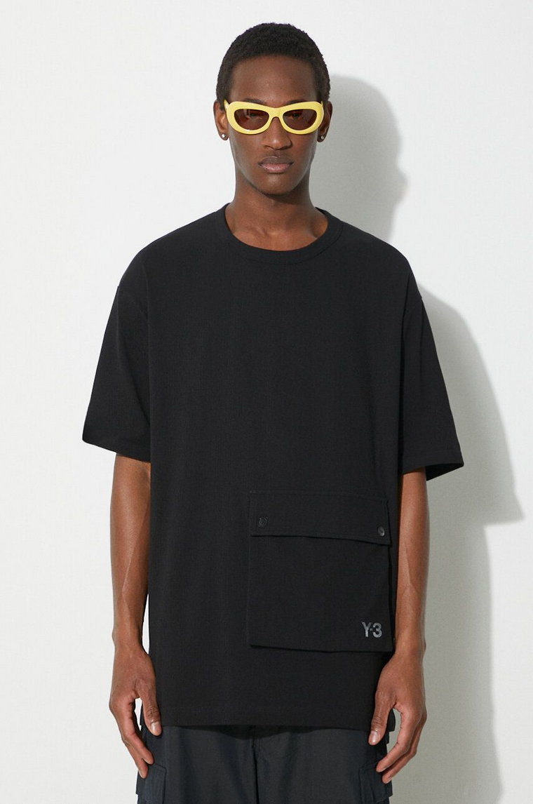 Y-3 t-shirt bawełniany Pocket SS Tee męski kolor czarny gładki IN8701